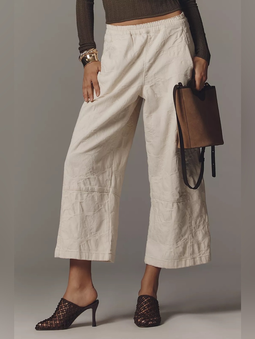 NWT Anthropologie The Izzie Relaxed Pull-On Barrel Pants by Pilcro Jacquard - Picture 4 of 8